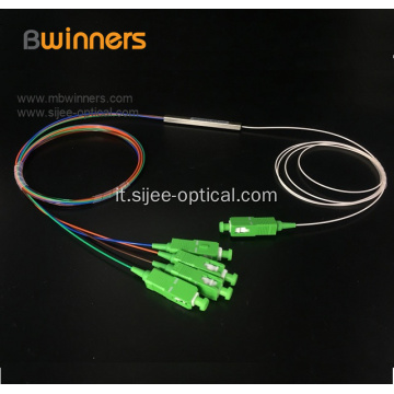 Splitter a fibra ottica Pon Plc in tubo di acciaio 1X4